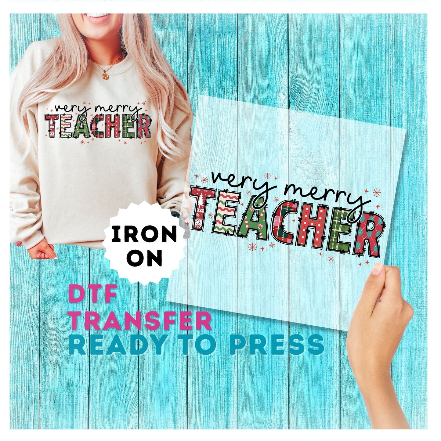 Very Merry Teacher DTF Transfer