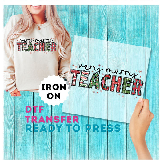 Very Merry Teacher DTF Transfer