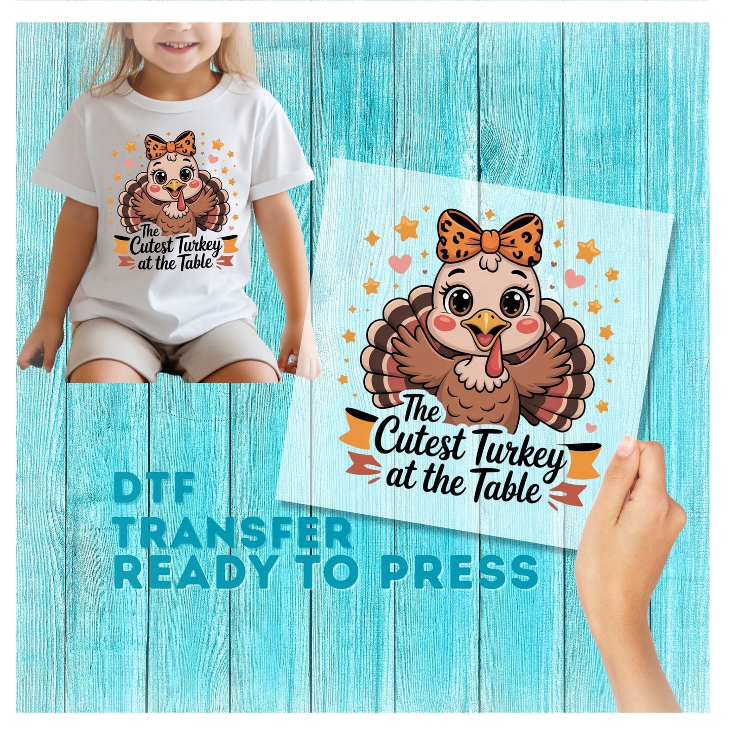 Cutest Turkey at the Table DTF Transfer