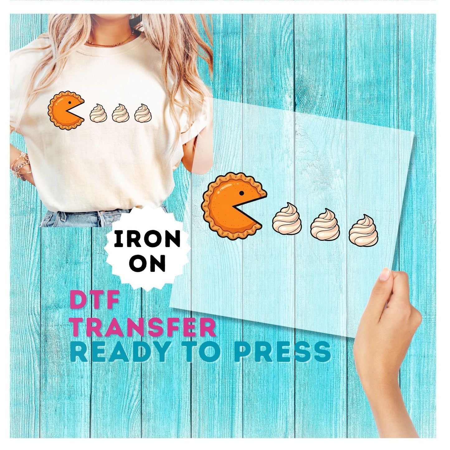 Funny Pie Eating Whip Thanksgiving Feast DTF Transfer