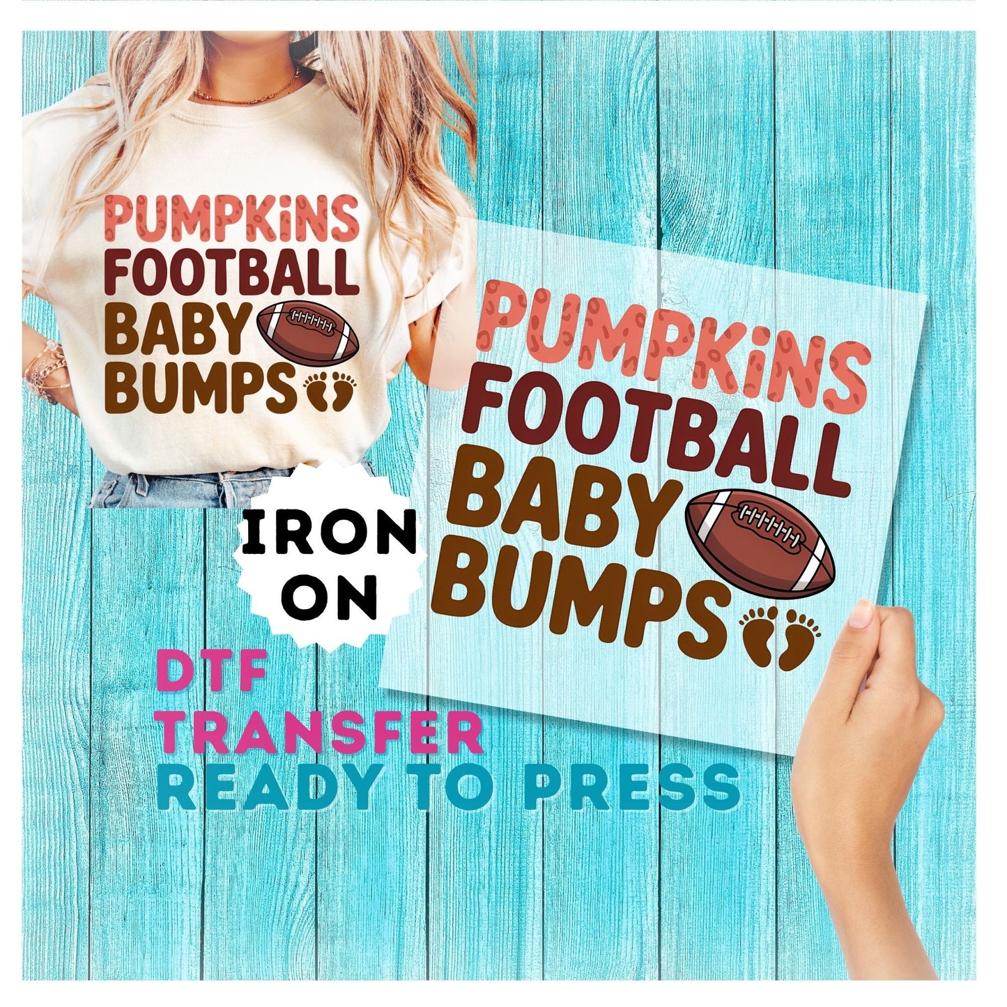 Pumpkins Football Baby Bumps DTF Transfer