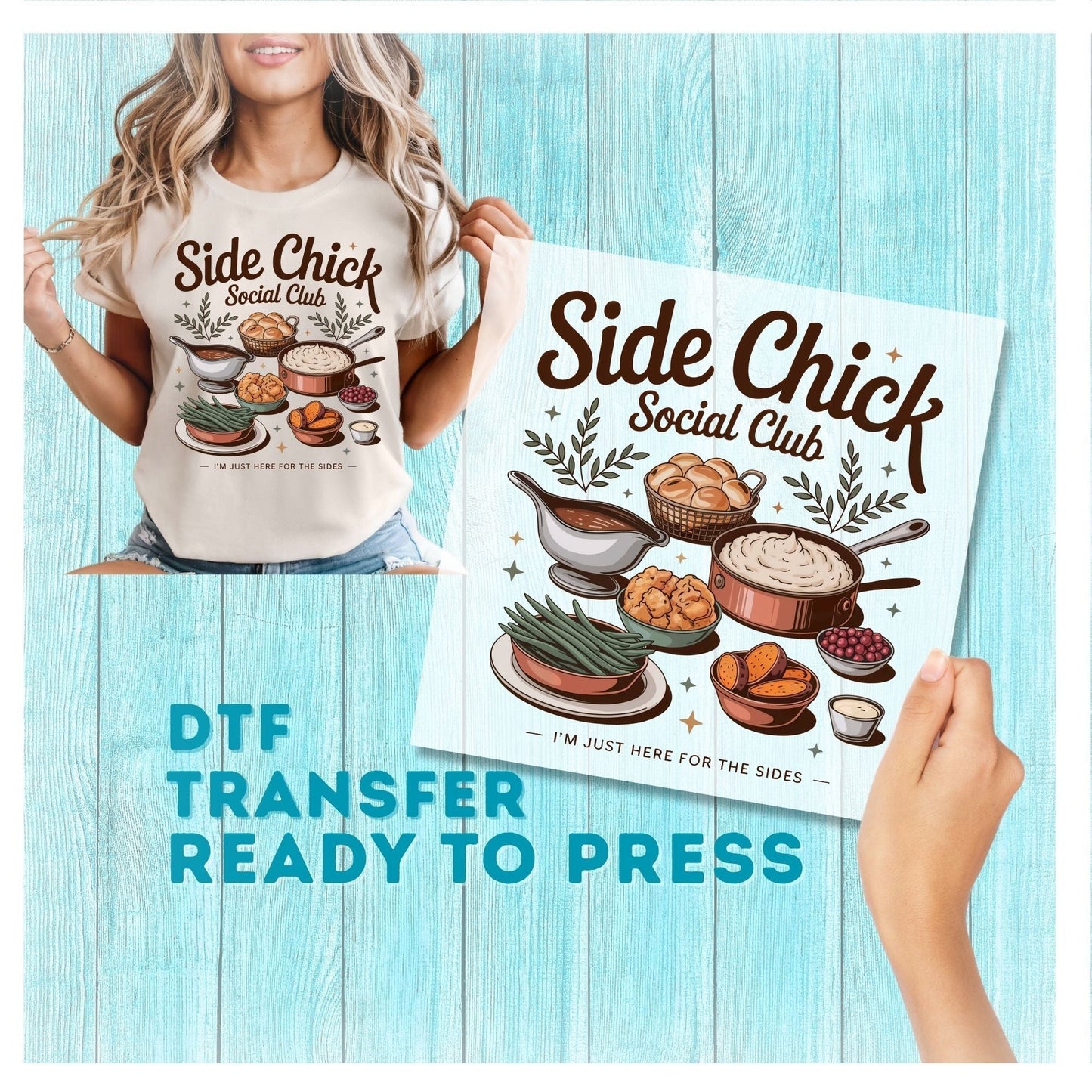 Side Chick Funny Thanksgiving DTF Transfer