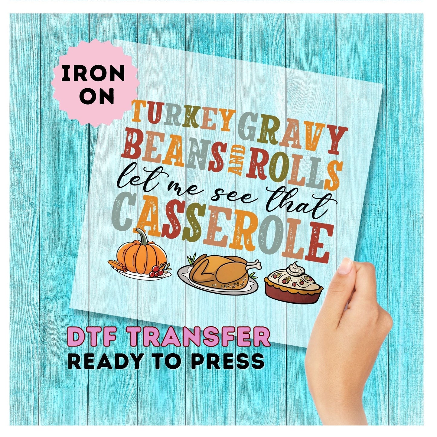 Turkey, Gravy, Beans and Rolls DTF Transfer