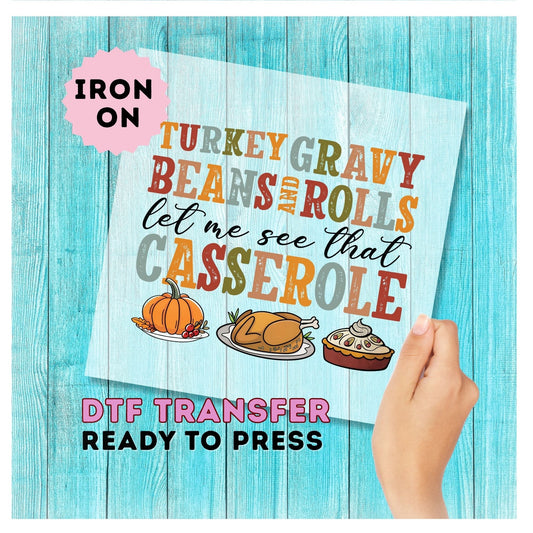 Turkey, Gravy, Beans and Rolls DTF Transfer