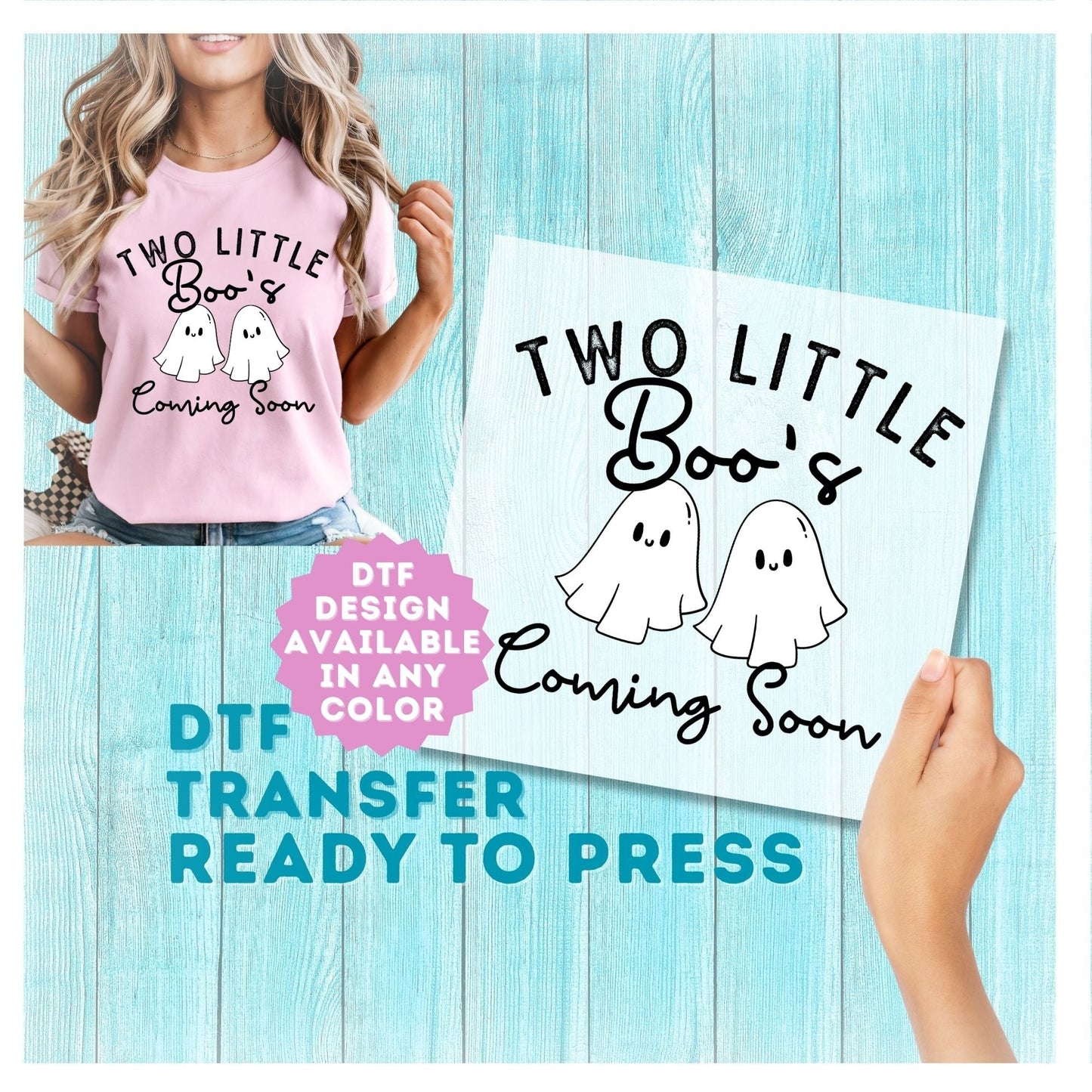 Two Little Boo's Coming Soon DTF Transfer
