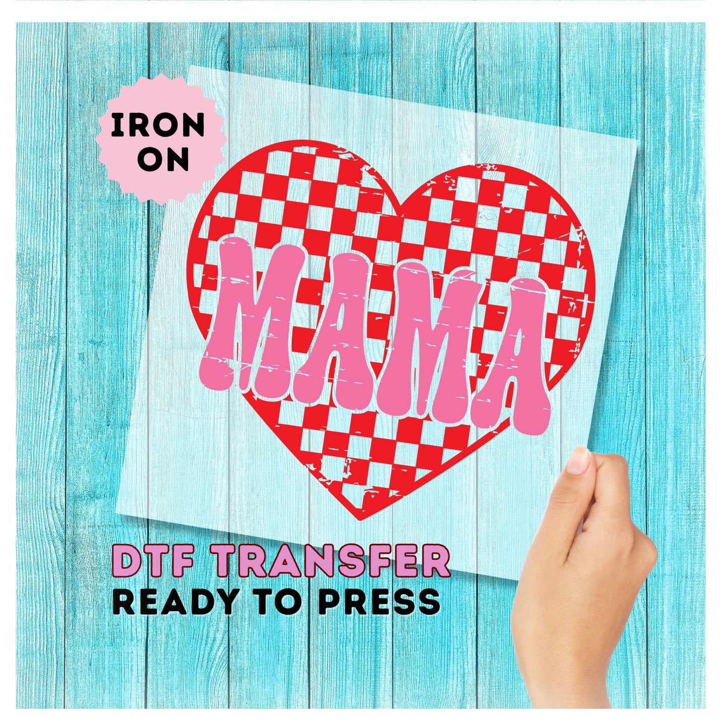 Mama Checkered Heart DTF Transfer