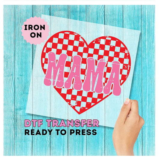 Mama Checkered Heart DTF Transfer