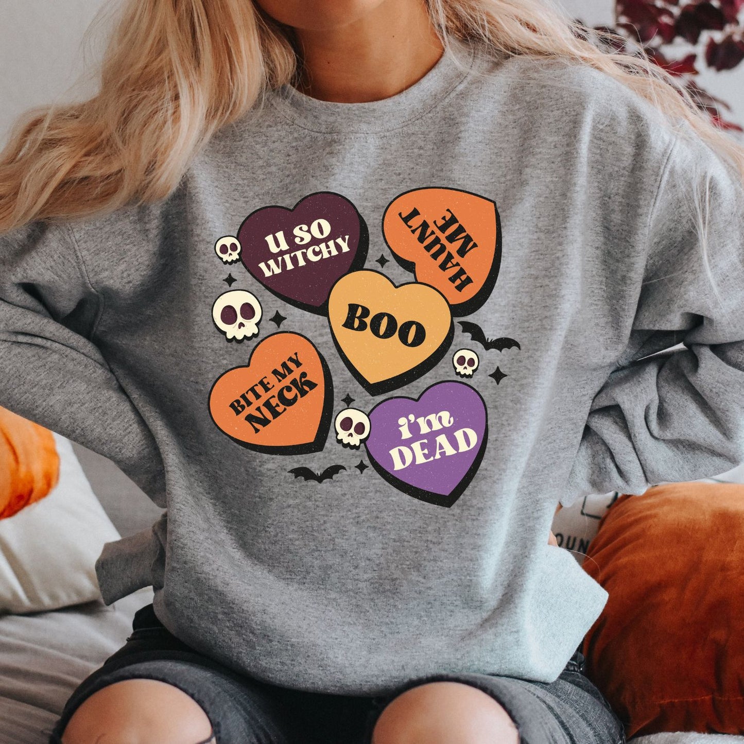 Heart Phrases Halloween Sweatshirt