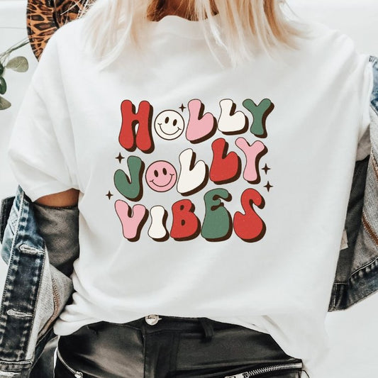 Holly Jolly Vibes - Christmas Retro Tee