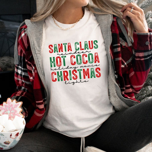 Santa Reindeer Hot Cocoa - Christmas Tee