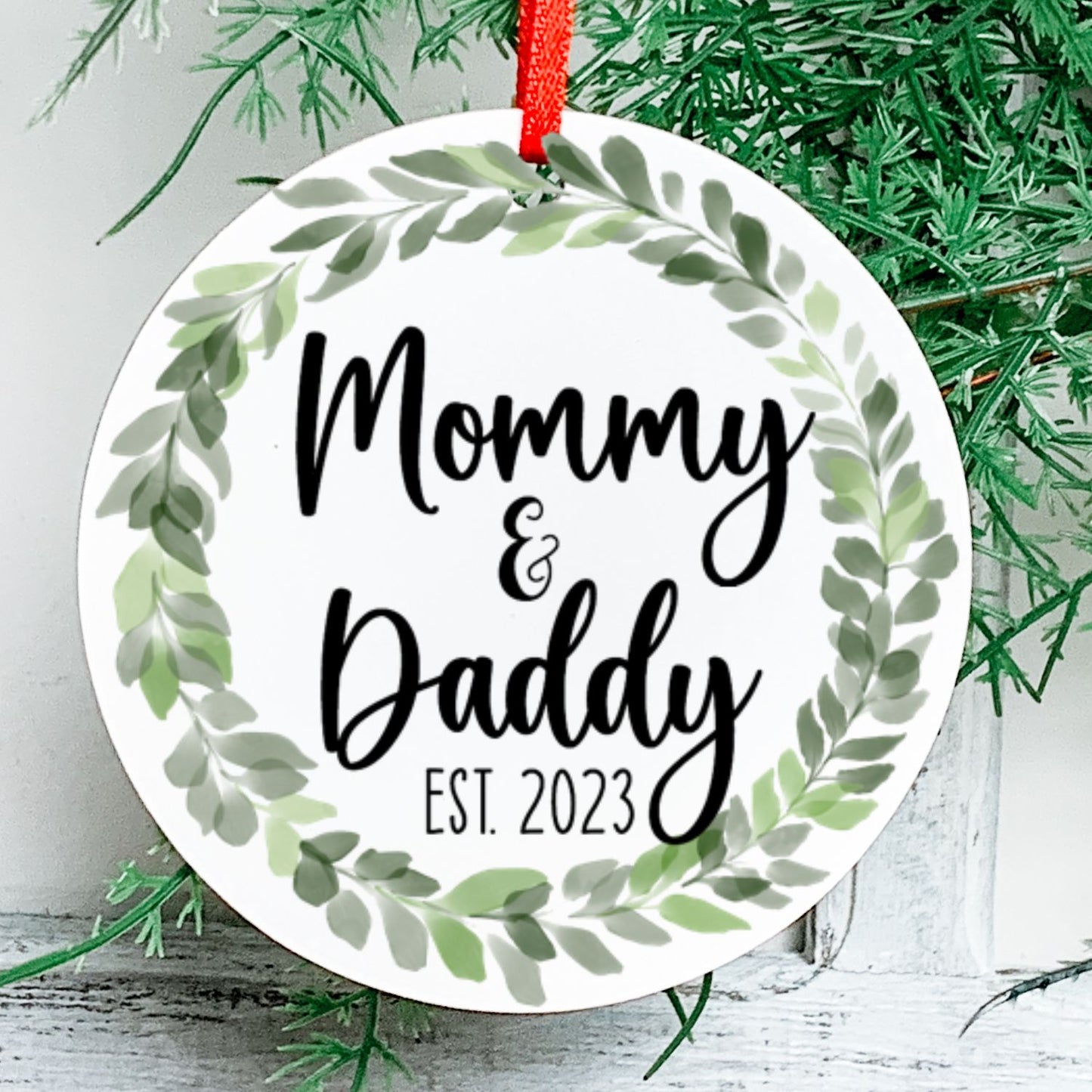 Mommy Daddy Est Pregnancy Announcement Ornament