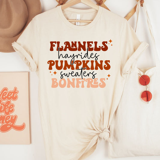 Flannels Hayrides Pumpkins Sweaters Bonfires