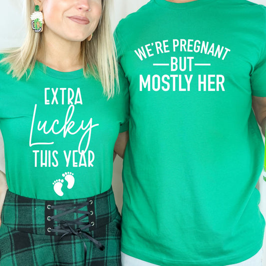Funny Couples St. Patrick's Pregnancy Announcement Shirts