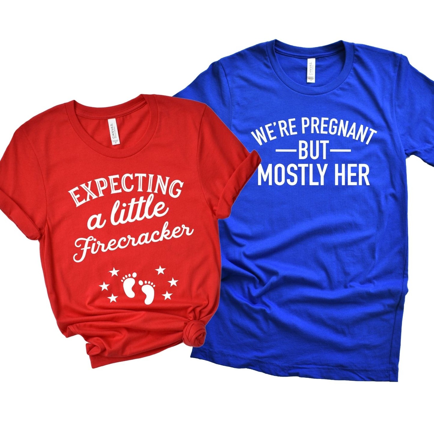 Couples July 4th Pregnancy Announcement Shirts