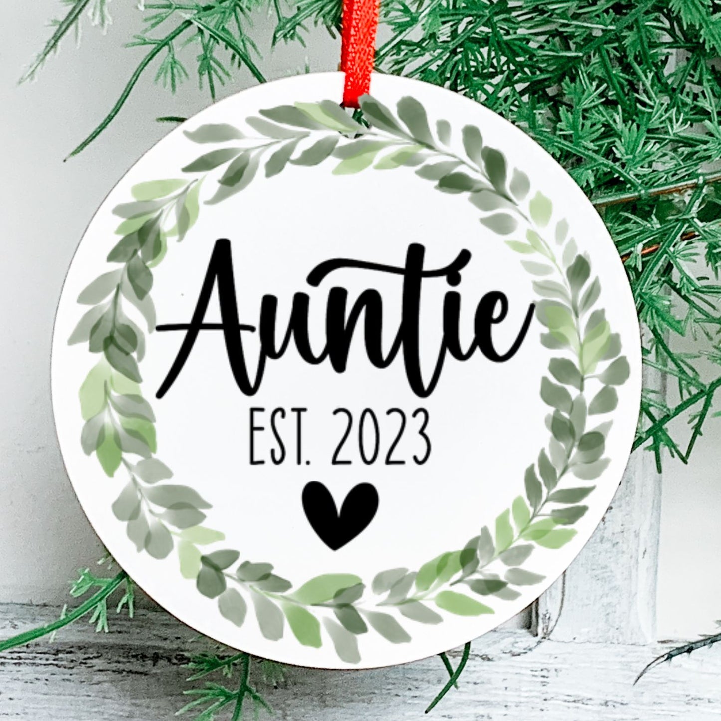 Auntie Est Pregnancy Announcement Ornament
