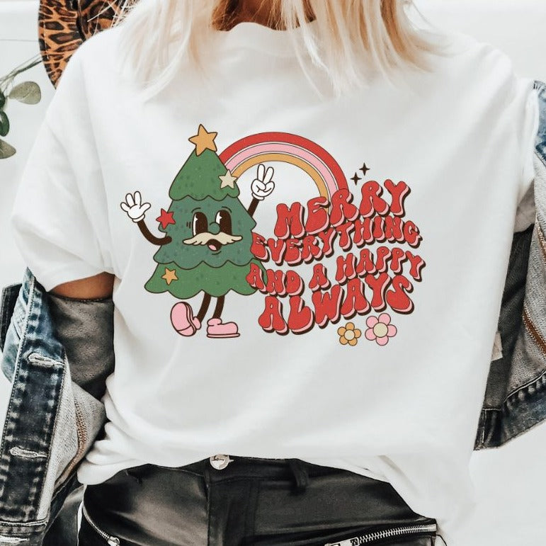 Merry Everything and Happy Always - Christmas Retro Tee