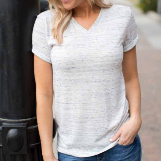 WHITE MARBLE VNECK