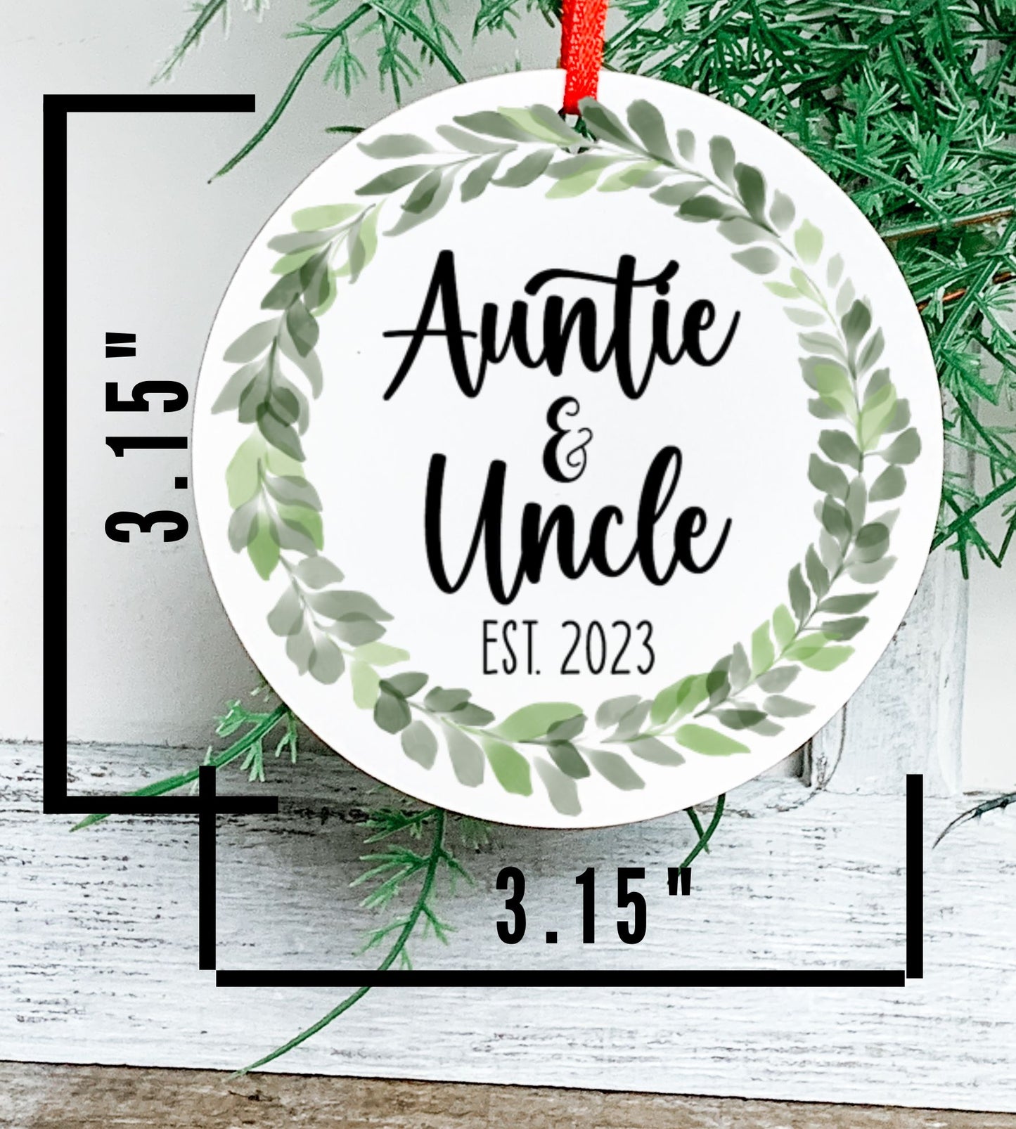 Auntie and Uncle Est Pregnancy Announcement Ornament