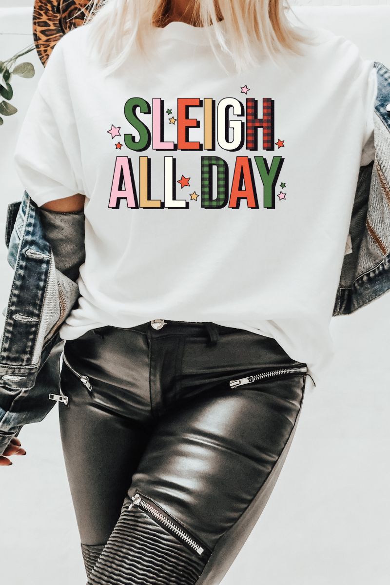 Sleigh All Day - Christmas Retro Tee