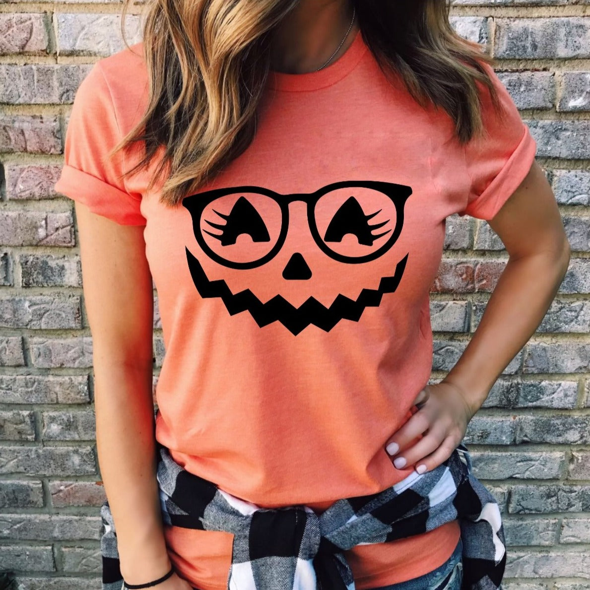 Pumpkin Face with Lashes and Glasses