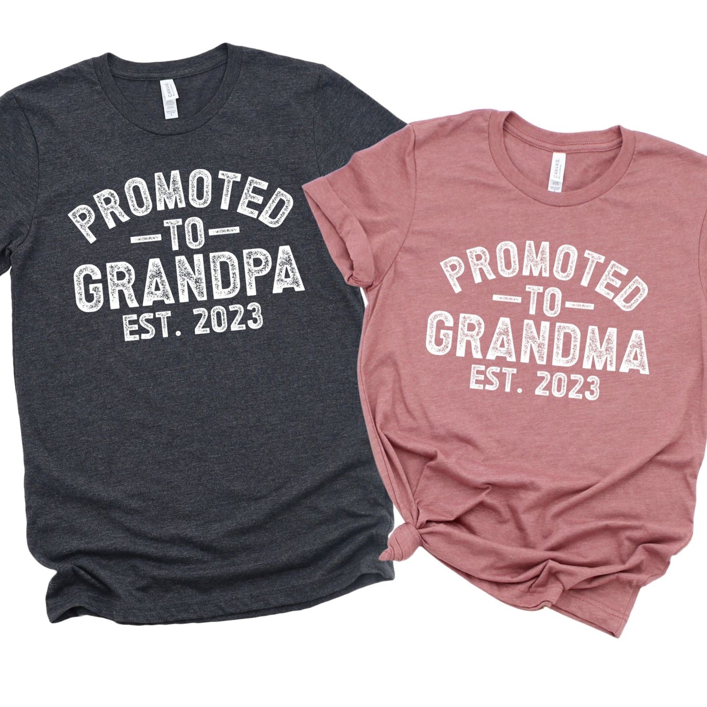Promoted to Grandma / Grandpa EST 2023 (Distressed)