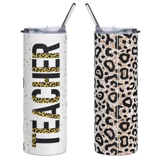 Teacher Leopard Print Stainless Steel Tumbler