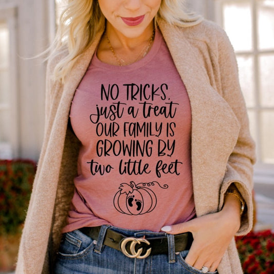 No Tricks Just Treats Our Family Is Growing by Two Little Feet