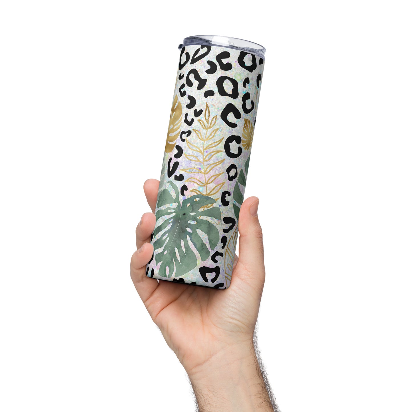 Flower and Leopard Stainless Steel Tumbler