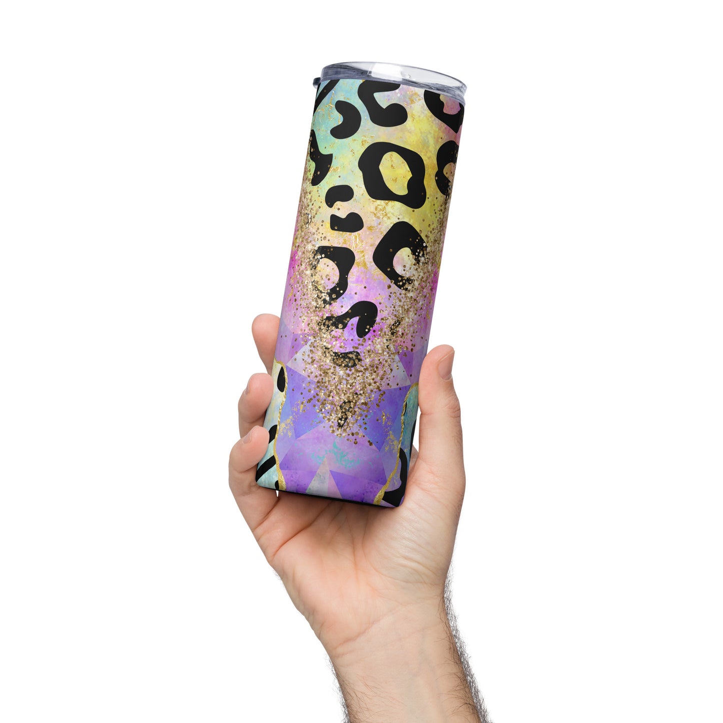 Leopard and Glitter Stainless Steel Tumbler